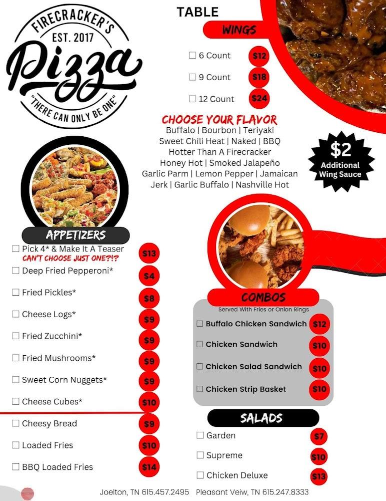 Firecracker's Pizza Joelton Menu image 4